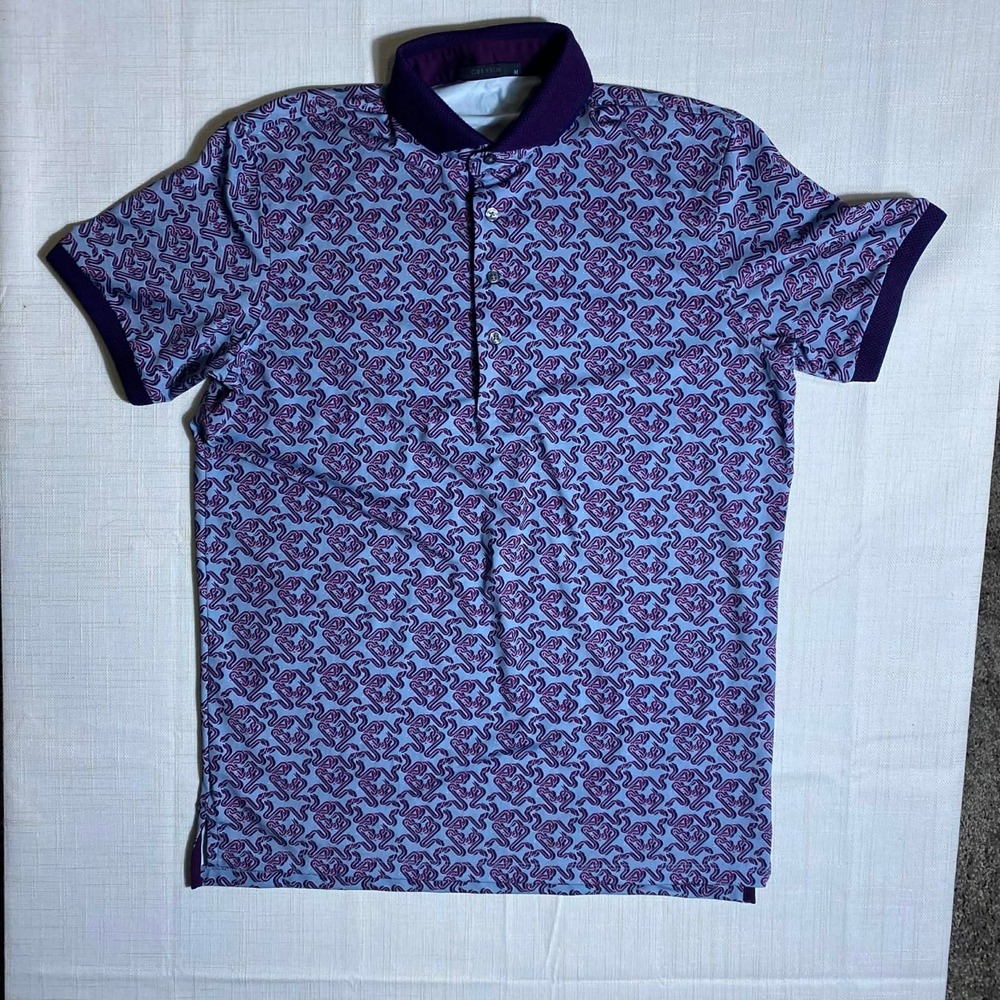 Greyson Golf Polo Shirt Men's M Purple Geometric Print Performance Stretch